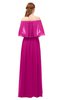ColsBM Clair Hot Pink Bridesmaid Dresses Glamorous Zipper Ruching Floor Length Off The Shoulder Short Sleeve
