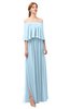 ColsBM Clair Ice Blue Bridesmaid Dresses Glamorous Zipper Ruching Floor Length Off The Shoulder Short Sleeve