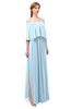 ColsBM Clair Ice Blue Bridesmaid Dresses Glamorous Zipper Ruching Floor Length Off The Shoulder Short Sleeve