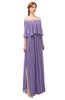 ColsBM Clair Lilac Bridesmaid Dresses Glamorous Zipper Ruching Floor Length Off The Shoulder Short Sleeve