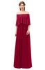 ColsBM Clair Maroon Bridesmaid Dresses Glamorous Zipper Ruching Floor Length Off The Shoulder Short Sleeve