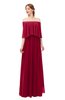 ColsBM Clair Maroon Bridesmaid Dresses Glamorous Zipper Ruching Floor Length Off The Shoulder Short Sleeve