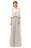 ColsBM Clair Off White Bridesmaid Dresses Glamorous Zipper Ruching Floor Length Off The Shoulder Short Sleeve