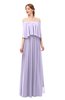 ColsBM Clair Pastel Lilac Bridesmaid Dresses Glamorous Zipper Ruching Floor Length Off The Shoulder Short Sleeve