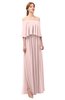ColsBM Clair Pastel Pink Bridesmaid Dresses Glamorous Zipper Ruching Floor Length Off The Shoulder Short Sleeve