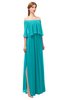 ColsBM Clair Peacock Blue Bridesmaid Dresses Glamorous Zipper Ruching Floor Length Off The Shoulder Short Sleeve