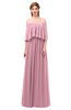 ColsBM Clair Rosebloom Bridesmaid Dresses Glamorous Zipper Ruching Floor Length Off The Shoulder Short Sleeve