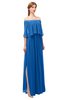 ColsBM Clair Royal Blue Bridesmaid Dresses Glamorous Zipper Ruching Floor Length Off The Shoulder Short Sleeve