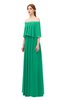 ColsBM Clair Sea Green Bridesmaid Dresses Glamorous Zipper Ruching Floor Length Off The Shoulder Short Sleeve