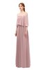 ColsBM Clair Silver Pink Bridesmaid Dresses Glamorous Zipper Ruching Floor Length Off The Shoulder Short Sleeve