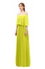 ColsBM Clair Sulphur Spring Bridesmaid Dresses Glamorous Zipper Ruching Floor Length Off The Shoulder Short Sleeve