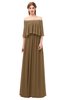 ColsBM Clair Truffle Bridesmaid Dresses Glamorous Zipper Ruching Floor Length Off The Shoulder Short Sleeve