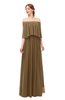 ColsBM Clair Truffle Bridesmaid Dresses Glamorous Zipper Ruching Floor Length Off The Shoulder Short Sleeve