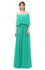 ColsBM Clair Viridian Green Bridesmaid Dresses Glamorous Zipper Ruching Floor Length Off The Shoulder Short Sleeve