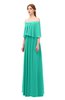 ColsBM Clair Viridian Green Bridesmaid Dresses Glamorous Zipper Ruching Floor Length Off The Shoulder Short Sleeve