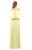ColsBM Clair Wax Yellow Bridesmaid Dresses Glamorous Zipper Ruching Floor Length Off The Shoulder Short Sleeve