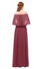 ColsBM Clair Wine Bridesmaid Dresses Glamorous Zipper Ruching Floor Length Off The Shoulder Short Sleeve