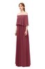 ColsBM Clair Wine Bridesmaid Dresses Glamorous Zipper Ruching Floor Length Off The Shoulder Short Sleeve