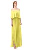 ColsBM Clair Yellow Iris Bridesmaid Dresses Glamorous Zipper Ruching Floor Length Off The Shoulder Short Sleeve