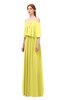 ColsBM Clair Yellow Iris Bridesmaid Dresses Glamorous Zipper Ruching Floor Length Off The Shoulder Short Sleeve