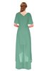 ColsBM Taegan Beryl Green Bridesmaid Dresses Hi-Lo Ribbon Short Sleeve V-neck Modern A-line