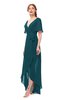 ColsBM Taegan Blue Green Bridesmaid Dresses Hi-Lo Ribbon Short Sleeve V-neck Modern A-line