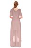 ColsBM Taegan Blush Pink Bridesmaid Dresses Hi-Lo Ribbon Short Sleeve V-neck Modern A-line