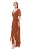 ColsBM Taegan Bombay Brown Bridesmaid Dresses Hi-Lo Ribbon Short Sleeve V-neck Modern A-line