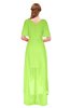 ColsBM Taegan Bright Green Bridesmaid Dresses Hi-Lo Ribbon Short Sleeve V-neck Modern A-line