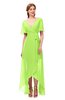 ColsBM Taegan Bright Green Bridesmaid Dresses Hi-Lo Ribbon Short Sleeve V-neck Modern A-line