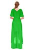ColsBM Taegan Classic Green Bridesmaid Dresses Hi-Lo Ribbon Short Sleeve V-neck Modern A-line
