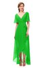 ColsBM Taegan Classic Green Bridesmaid Dresses Hi-Lo Ribbon Short Sleeve V-neck Modern A-line