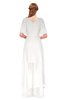 ColsBM Taegan Cloud White Bridesmaid Dresses Hi-Lo Ribbon Short Sleeve V-neck Modern A-line