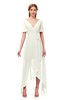 ColsBM Taegan Cream Bridesmaid Dresses Hi-Lo Ribbon Short Sleeve V-neck Modern A-line
