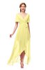 ColsBM Taegan Daffodil Bridesmaid Dresses Hi-Lo Ribbon Short Sleeve V-neck Modern A-line