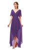 ColsBM Taegan Dark Purple Bridesmaid Dresses Hi-Lo Ribbon Short Sleeve V-neck Modern A-line