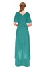 ColsBM Taegan Emerald Green Bridesmaid Dresses Hi-Lo Ribbon Short Sleeve V-neck Modern A-line