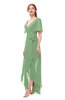 ColsBM Taegan Fair Green Bridesmaid Dresses Hi-Lo Ribbon Short Sleeve V-neck Modern A-line