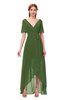 ColsBM Taegan Garden Green Bridesmaid Dresses Hi-Lo Ribbon Short Sleeve V-neck Modern A-line