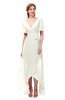 ColsBM Taegan Ivory Bridesmaid Dresses Hi-Lo Ribbon Short Sleeve V-neck Modern A-line