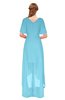 ColsBM Taegan Light Blue Bridesmaid Dresses Hi-Lo Ribbon Short Sleeve V-neck Modern A-line