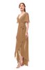ColsBM Taegan Light Brown Bridesmaid Dresses Hi-Lo Ribbon Short Sleeve V-neck Modern A-line