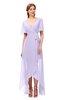 ColsBM Taegan Light Purple Bridesmaid Dresses Hi-Lo Ribbon Short Sleeve V-neck Modern A-line