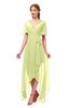 ColsBM Taegan Lime Green Bridesmaid Dresses Hi-Lo Ribbon Short Sleeve V-neck Modern A-line