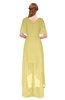 ColsBM Taegan Misted Yellow Bridesmaid Dresses Hi-Lo Ribbon Short Sleeve V-neck Modern A-line