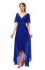 ColsBM Taegan Nautical Blue Bridesmaid Dresses Hi-Lo Ribbon Short Sleeve V-neck Modern A-line