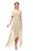 ColsBM Taegan Novelle Peach Bridesmaid Dresses Hi-Lo Ribbon Short Sleeve V-neck Modern A-line