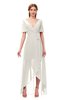 ColsBM Taegan Off White Bridesmaid Dresses Hi-Lo Ribbon Short Sleeve V-neck Modern A-line