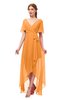 ColsBM Taegan Orange Bridesmaid Dresses Hi-Lo Ribbon Short Sleeve V-neck Modern A-line