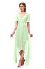 ColsBM Taegan Pale Green Bridesmaid Dresses Hi-Lo Ribbon Short Sleeve V-neck Modern A-line